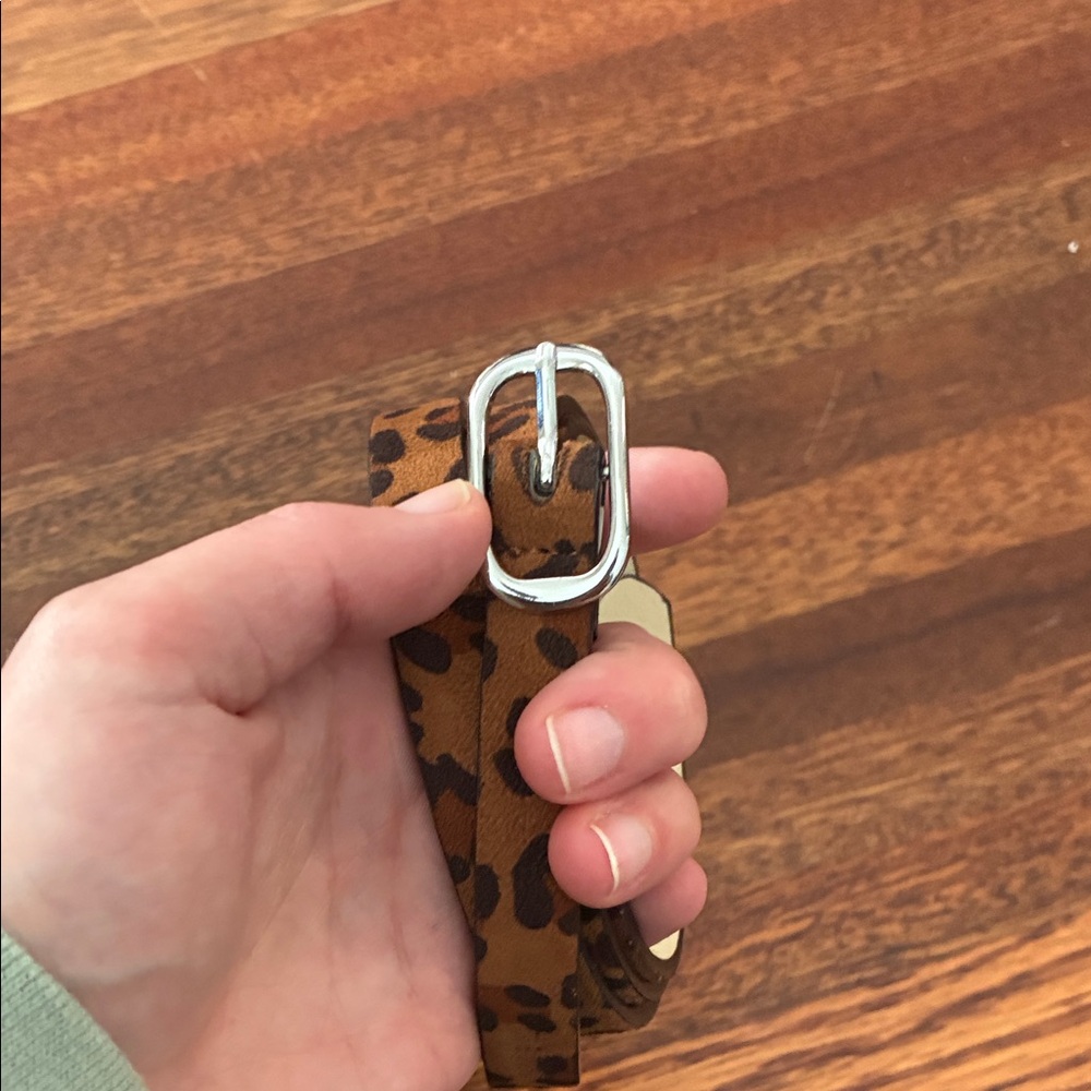 Madden Girl Brown Leopard Belt with Silver Buckle